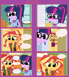 Size: 1808x2039 | Tagged: safe, artist:thomaszoey3000, derpibooru import, sci-twi, sunset shimmer, twilight sparkle, human, comic:a shimmering twilight, equestria girls, clothes, comic, female, geode, lesbian, letter, scitwishimmer, shipping, sunsetsparkle