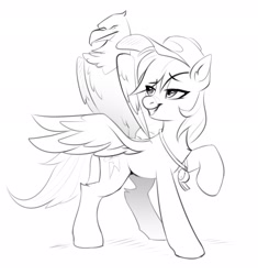 Size: 2470x2630 | Tagged: safe, artist:taneysha, derpibooru import, rainbow dash, bird, pegasus, pony, falcon, monochrome, simple background, solo, white background