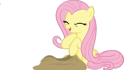 Size: 6178x3482 | Tagged: safe, derpibooru import, fluttershy, pegasus, pony, cute, eyes closed, sack, shyabetes, simple background, solo, transparent background, vector