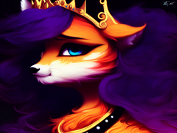 Size: 2048x1536 | Tagged: safe, derpibooru import, generator:stable diffusion, machine learning generated, princess luna, fox, hybrid, bust, fur, jewelry, portrait