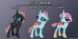 Size: 2650x1325 | Tagged: safe, artist:fibs, artist:hendro107, derpibooru import, edit, ocellus, changedling, changeling, alternate design, alternate hairstyle, alternate universe, pre changedling ocellus, vector, wishpony