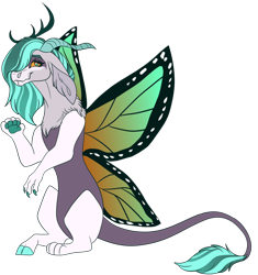 Size: 1600x1705 | Tagged: safe, artist:teal-quil, derpibooru import, oc, oc:jade fey, draconequus, hybrid, female, interspecies offspring, offspring, parent:discord, parent:queen chrysalis, parents:discolis, simple background, solo, transparent background