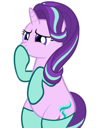 Size: 3129x4064 | Tagged: safe, artist:mlpmvguy, derpibooru import, starlight glimmer, pony, unicorn, absurd resolution, bipedal, clothes, cute, female, glimmerbetes, legs together, mare, simple background, smiling, socks, solo, transparent background, vector