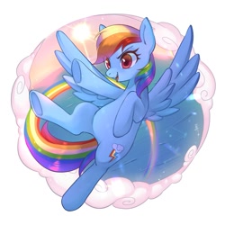 Size: 2000x2000 | Tagged: safe, artist:hosikawa, derpibooru import, rainbow dash, pegasus, pony, animated, belly, cute, dashabetes, eye clipping through hair, female, mare, open mouth, raised hoof, raised leg, solo, spread wings, wings