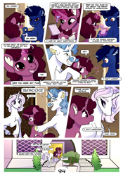 Size: 2100x3000 | Tagged: safe, artist:loryska, derpibooru import, fancypants, fleur-de-lis, oc, oc:indigo sky, oc:la belle estelle, pony, unicorn, comic:friendship grows, cloven hooves, coat markings, colored ear fluff, comic, facial markings, leonine tail, magical lesbian spawn, offspring, pale belly, parent:trixie, parent:twilight sparkle, parents:twixie, slim, socks (coat marking), star (coat marking), tail, unshorn fetlocks