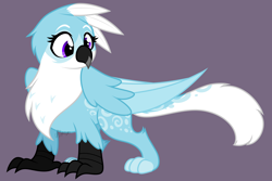 Size: 4084x2732 | Tagged: safe, artist:feather_bloom, derpibooru import, oc, oc only, oc:feather_bloom, griffon, beak, female, griffon oc, griffonized, simple background, solo, species swap, spots, talons