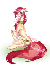 Size: 3068x4008 | Tagged: safe, artist:satan, derpibooru import, roseluck, pony, brush, collar, commission, commissioner:doom9454, cute, long legs, messy mane, pony pet, rosepet, sitting, skinny, thin