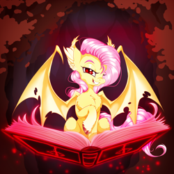 Size: 2500x2500 | Tagged: safe, artist:rurihal, derpibooru import, fluttershy, bat pony, bat ponified, flutterbat, race swap