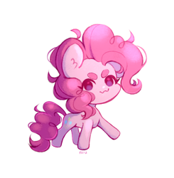 Size: 1508x1537 | Tagged: safe, artist:nniru, derpibooru import, pinkie pie, pony, chibi, simple background, solo, white background