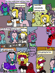 Size: 1146x1504 | Tagged: safe, artist:ask-luciavampire, derpibooru import, oc, cat, cat pony, changeling, original species, pony, undead, vampire, vampony, wolf, wolf pony, clothes, comic, costume, halloween, halloween costume, holiday, tumblr