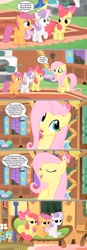 Size: 2207x6335 | Tagged: safe, artist:silverbuller, derpibooru import, edit, edited screencap, screencap, apple bloom, fluttershy, scootaloo, sweetie belle, stare master, comic, cutie mark crusaders, screencap comic