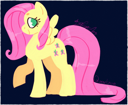 Size: 2557x2094 | Tagged: safe, artist:queertrixie, derpibooru import, fluttershy, dark background, female, mare, solo, solo female, watermark