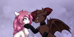 Size: 2000x996 | Tagged: safe, derpibooru import, oc, oc only, oc:bubblegum kiss, oc:whiskey dreams, incubus, incubus pony, pony, unicorn, chest fluff, choker, clothes, duo, female, male, stockings, straight, thigh highs
