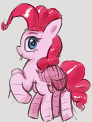 Size: 336x441 | Tagged: safe, artist:vultraz, derpibooru import, ponerpics import, pinkie pie, pony, female, flea, fleas, gray background, insect pony, mare, simple background, solo