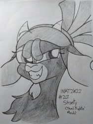 Size: 2086x2781 | Tagged: safe, artist:iceflower99, derpibooru import, shanty goat, goat, them's fightin' herds, community related, inktober, inktober 2022, monochrome, traditional art