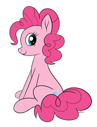 Size: 2048x2680 | Tagged: safe, artist:wapamario63, pinkie pie, earth pony, pony, cute, female, flat colors, looking back, mare, simple background, sitting, smiling, solo, transparent background