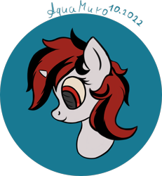 Size: 1944x2105 | Tagged: safe, alternate version, artist:aquamuro, derpibooru import, oc, oc only, oc:blackjack, pony, unicorn, fallout equestria, fallout equestria: project horizons, abstract background, bust, cute, fanfic art, female, horn, mare, signature, simple background, sketch, small horn, smiling, solo, style emulation, transparent background, two toned mane, unicorn oc