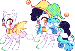 Size: 1138x780 | Tagged: safe, artist:kurosawakuro, derpibooru import, oc, bat pony, pony, base used, female, hat, jester hat, mare, simple background, solo, transparent background