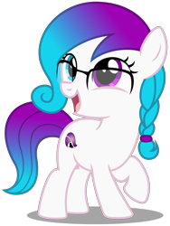 Size: 2550x3400 | Tagged: safe, alternate version, artist:strategypony, derpibooru import, oc, oc only, oc:aurora starling, earth pony, pony, braid, cute, earth pony oc, female, filly, foal, glasses, gradient mane, gradient tail, looking up, simple background, tail, transparent background