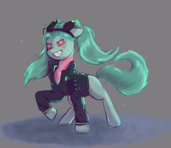 Size: 4216x3654 | Tagged: safe, derpibooru import, earth pony, pony, clothes, crossover, cyberpunk, cyberpunk 2077, cyberpunk: edgerunners, fangs, female, jacket, mare, ponified, rebecca, rebecca (cyberpunk: edgerunners), red sclera, solo