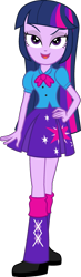 Size: 879x3000 | Tagged: safe, artist:fireluigi29, derpibooru import, twilight sparkle, equestria girls, boots, bowtie, clothes, high heel boots, shirt, shoes, simple background, skirt, solo, transparent background