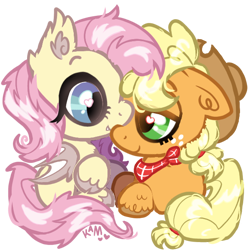 Size: 600x600 | Tagged: safe, artist:lastunicorn666, derpibooru import, applejack, fluttershy, bat pony, earth pony, pony, appleshy, bat ponified, chibi, cute, ear fluff, ears, female, floppy ears, flutterbat, heart, heart eyes, jackabetes, lesbian, mare, race swap, shipping, shyabetes, simple background, transparent background, unshorn fetlocks, wingding eyes