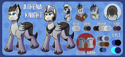 Size: 2530x1158 | Tagged: safe, artist:littletigressda, derpibooru import, oc, oc only, oc:athena knight, pony, commission, female, reference sheet, reference sheet oc: athena knight, solo