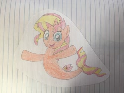 Size: 3264x2448 | Tagged: safe, artist:dupontsimon, derpibooru import, sunset shimmer, seapony (g4), fanfic:magic show of friendship, equestria girls, fanfic art, lined paper, seaponified, seapony sunset, species swap, traditional art