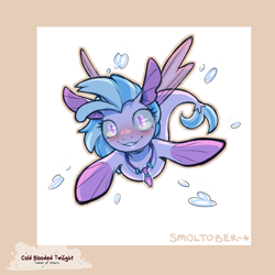 Size: 1200x1200 | Tagged: safe, artist:cold-blooded-twilight, derpibooru import, silverstream, sea pony, seapony (g4), alternate form, blue mane, blushing, bubble, fin wings, fins, fish tail, flowing tail, from below, glowing, glowing eyes, implied drowning, seapony silverstream, smiling, solo, tail, underwater, water