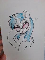 Size: 1536x2048 | Tagged: safe, artist:avui, dj pon-3, vinyl scratch, pony, unicorn, solo, traditional art