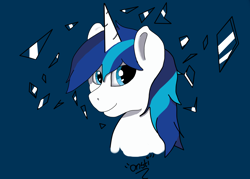 Size: 2496x1784 | Tagged: safe, artist:onstiwelt, derpibooru import, shining armor, pony, unicorn, blue background, bust, male, simple background, solo, stallion