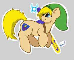 Size: 3096x2500 | Tagged: safe, artist:onstiwelt, derpibooru import, pony, fairy, gray background, link, navi, outline, ponified, simple background, the legend of zelda, white outline