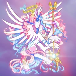 Size: 1536x1536 | Tagged: safe, artist:prettycursor, derpibooru import, star catcher, pegasus, pony, extra legs, halo