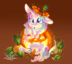 Size: 1920x1712 | Tagged: safe, artist:doekitty, derpibooru import, part of a set, oc, pony, unicorn, commission, female, halloween, holiday, mare, pumpkin, solo, ych result