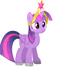 Size: 1378x1378 | Tagged: safe, derpibooru import, edit, twilight sparkle, twilight sparkle (alicorn), alicorn, pony, big crown thingy, element of magic, glowing mane, jewelry, mlp fim's twelfth anniversary, photo, regalia, simple background, solo, sparkly mane, unshorn fetlocks, white background