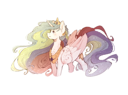 Size: 6667x5000 | Tagged: safe, artist:magical-wings06, derpibooru import, princess celestia, alicorn, pony, absurd resolution, chest fluff, ear fluff, ears, female, flowing mane, looking up, mare, simple background, solo, white background