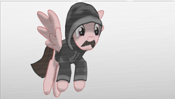 Size: 2203x1243 | Tagged: safe, artist:equestriaexploration, derpibooru import, pegasus, pony, clothes, david paulides, flying, hoodie, ponified, solo