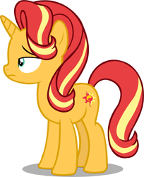 Size: 7000x8594 | Tagged: safe, artist:goldenheart4, derpibooru import, sunset shimmer, pony, unicorn, absurd resolution, alternate hairstyle, cutie mark, female, implied starlight glimmer, lidded eyes, mare, simple background, solo, transparent background