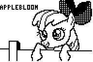 Size: 192x128 | Tagged: safe, artist:herrlupfa, derpibooru import, apple bloom, earth pony, apple bloom's bow, black and white, bow, female, fence, filly, foal, grayscale, hair bow, monochrome, picture for breezies, pixel art, reddit, simple background, solo, white background