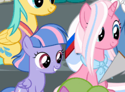 Size: 800x588 | Tagged: safe, derpibooru import, screencap, clear sky, wind sprint, pegasus, unicorn, common ground, animated, duo, duo female, duo focus, female, filly, foal, freckles, gif, mare, mother and child, mother and daughter, parent and child, talking