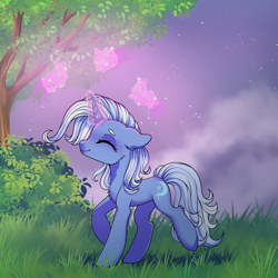 Size: 1920x1920 | Tagged: safe, artist:pinkerminty, derpibooru import, trixie, pony, unicorn, female, glowing, glowing horn, horn, magic, solo