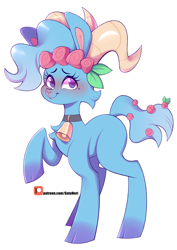 Size: 2893x4092 | Tagged: safe, artist:gatonori, oc, goat, bell, collar, female, flowers, horns