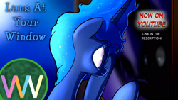 Size: 1920x1080 | Tagged: safe, artist:doublewbrothers, derpibooru import, princess luna, alicorn, pony, female, window, youtube thumbnail