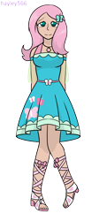 Size: 1129x2520 | Tagged: safe, artist:hayley566, derpibooru import, fluttershy, human, clothes, dress, female, humanized, simple background, solo, transparent background