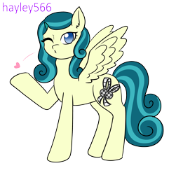 Size: 2296x2379 | Tagged: safe, artist:hayley566, derpibooru import, juniper montage, pegasus, pony, series:redemptiverse, alternate universe, blowing a kiss, equestria girls ponified, female, heart, one eye closed, ponified, race swap, simple background, solo, transparent background, wink