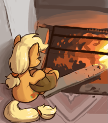 Size: 455x518 | Tagged: safe, artist:plunger, applejack, earth pony, pony, applejack's hat, clothes, fire, hat