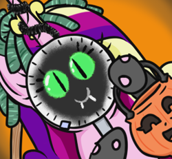 Size: 303x280 | Tagged: safe, artist:jargon scott, derpibooru import, princess cadance, queen chrysalis, alicorn, pony, avatar, clothes, costume, female, halloween, halloween costume, hi anon, holiday, hoof hold, looking at you, mare, meme, october, pumpkin bucket, solo