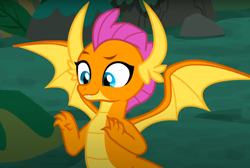 Size: 1166x783 | Tagged: safe, derpibooru import, screencap, smolder, dragon, uprooted, cropped, dragoness, female, solo, spread wings, wings