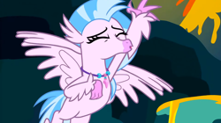 Size: 1600x898 | Tagged: safe, derpibooru import, screencap, silverstream, classical hippogriff, hippogriff, uprooted, eyes closed, female, jewelry, necklace, raised arm, solo