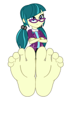 Size: 2200x3900 | Tagged: safe, artist:mixiepie, derpibooru import, edit, juniper montage, equestria girls, movie magic, spoiler:eqg specials, barefoot, base, base used, clothes, crossed arms, feet, female, fetish, foot fetish, foot focus, glasses, pigtails, simple background, skirt, smiling, soles, solo, toes, transparent background, vector, wiggling toes